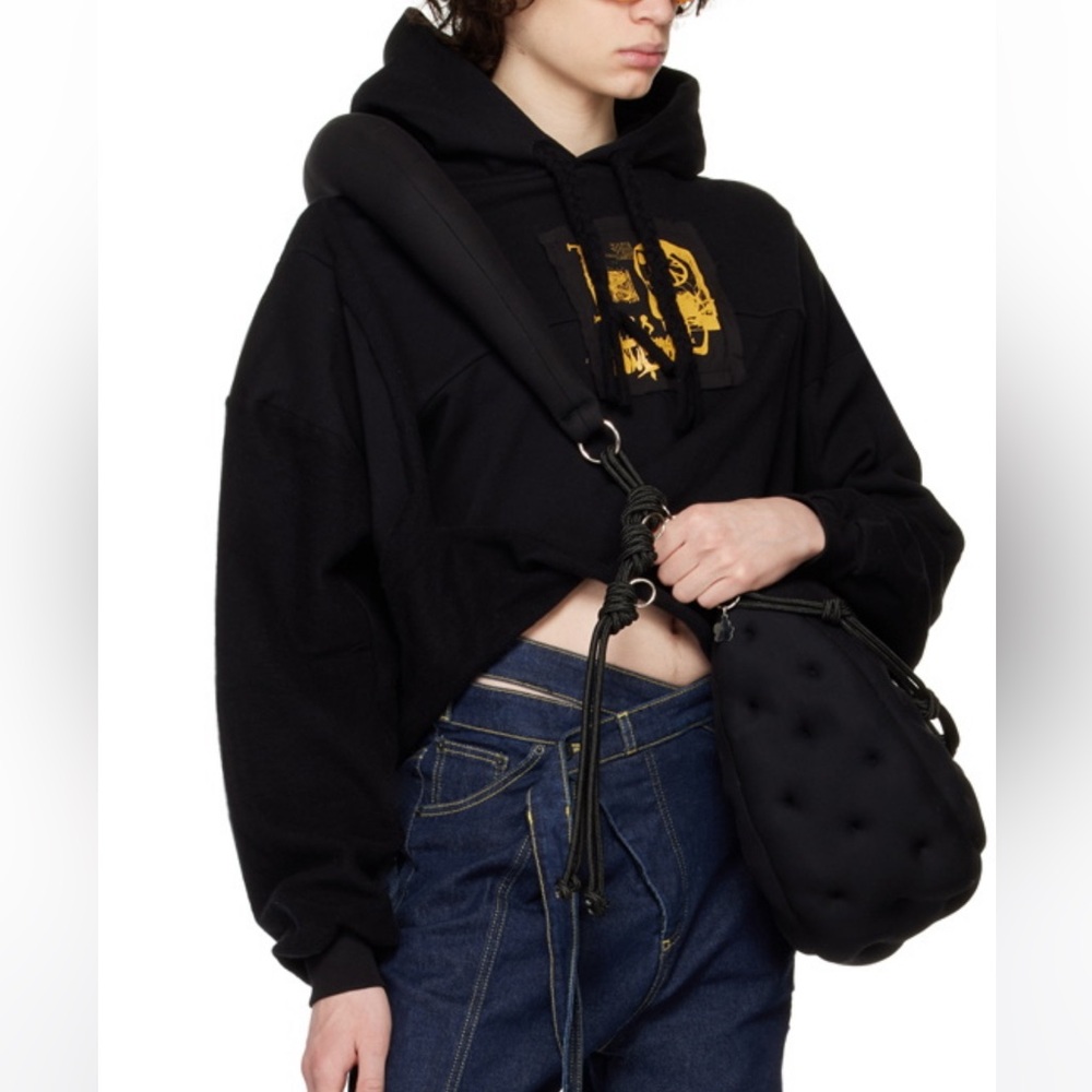 Ottolinger: Black Drape Cropped Hoodie